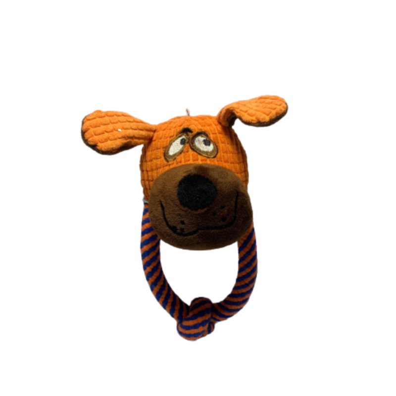 Brinquedo Para Cães de Pelúcia Reforçada Cão com Corda Com Som 20Cm