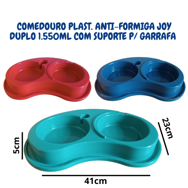 Comedouro e Bebedouro Plástico para Cães e Gatos Anti Formiga Joy Duplo Furacão Pet 1550ml