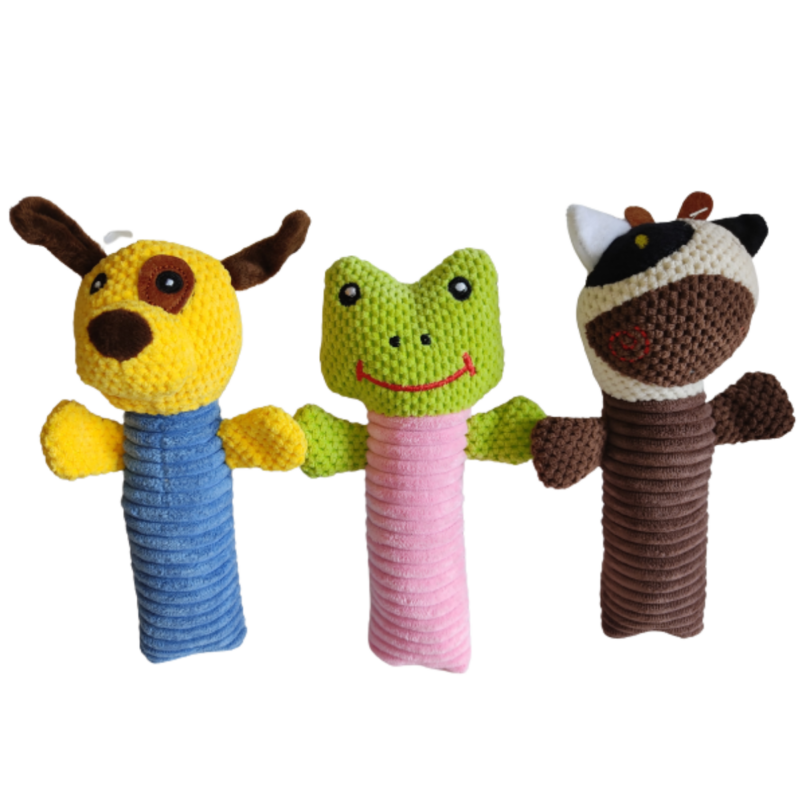 Kit Com 3 Brinquedo Para Cães de Pelúcia Resistente Trio Fazedinha Com Som 19Cm