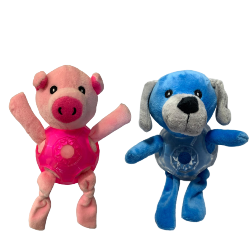 Kit Com 2 Brinquedos Para Cães e gatos Bola com Pelúcia Reforçada Com Apito 20Cm