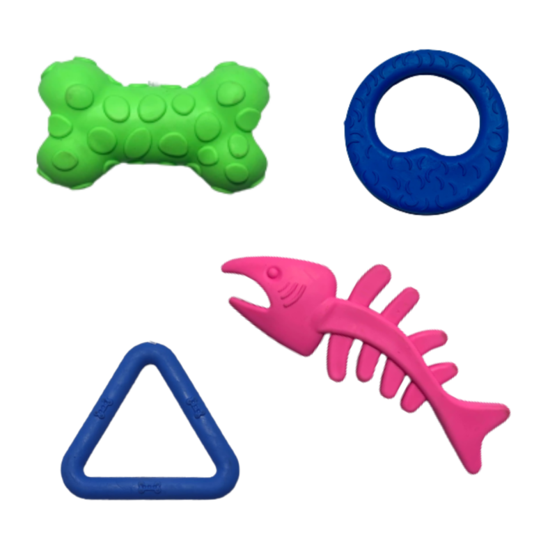 Kit Com 12 Brinquedos Para Cães e gatos de Borracha Maciça 8 á 12,5Cm