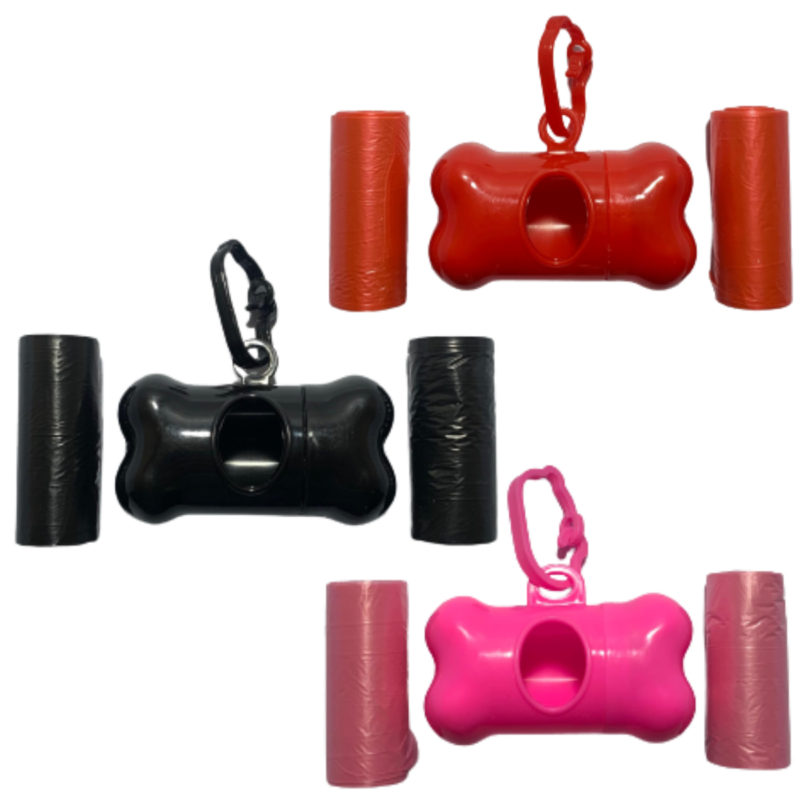 Kit Higiene Pet Cata Caca - Suporte + 2 Rolos de 15 Saquinhos
