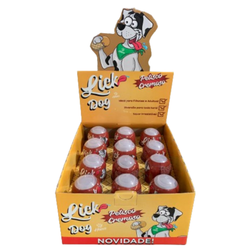 Display Com 12 Petiscos Cremosos Para Gatos Hana Lick Cat Salmão 40G