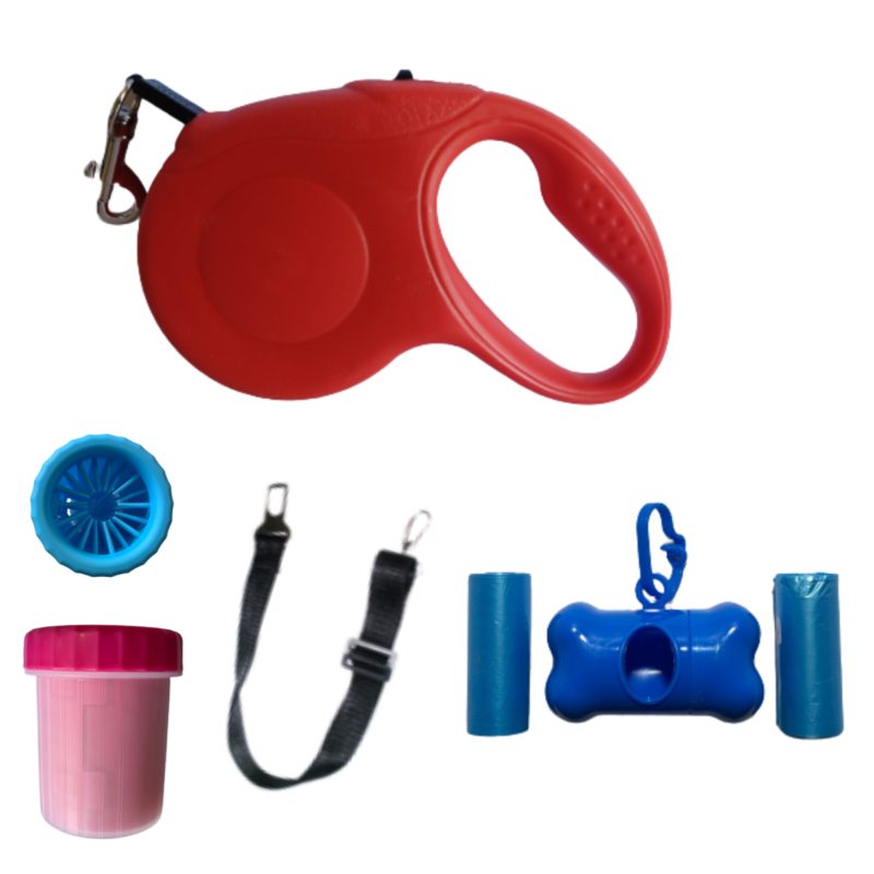 Kit Passeio P/ Cães  C/ Guia de 5mt + Cata caca + Acessórios