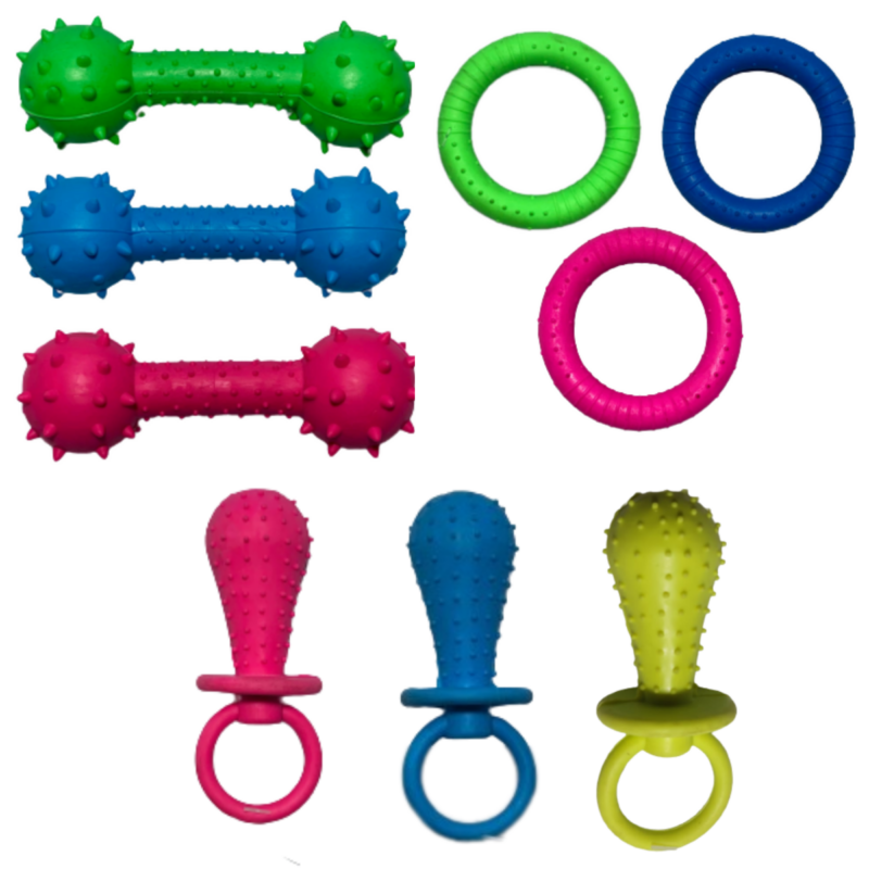 Kit Com 9 Brinquedos Maciços P/ Cães e Gatos