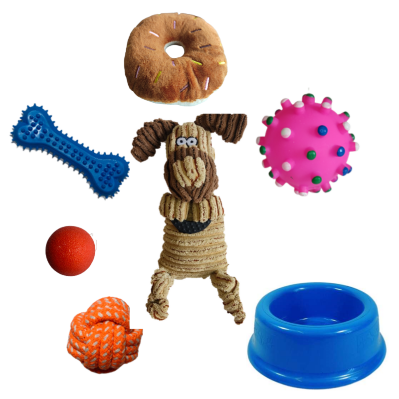 Kit de 6 Brinquedos Interativos P/ Cães + Comedouro 1900ml