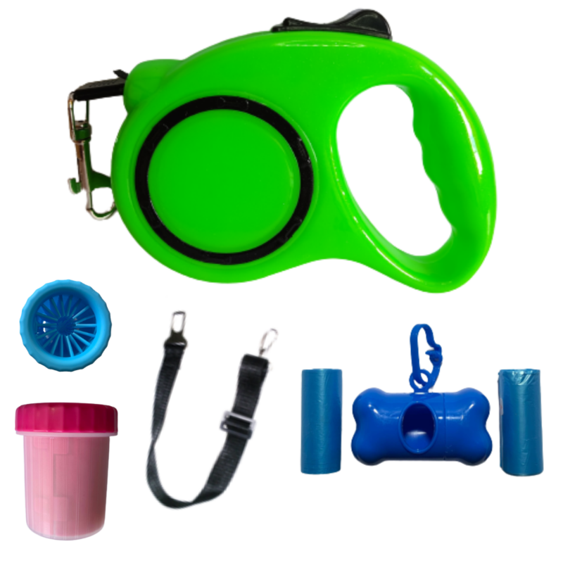 Kit Passeio P/ Cães  C/ Guia de 5mt Reforçada + Cata caca + Acessórios