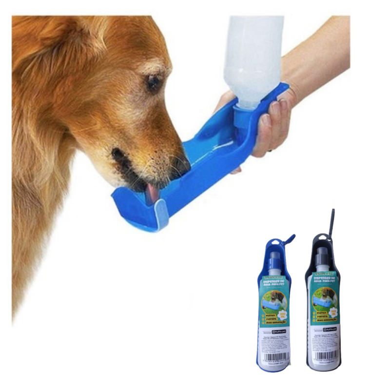 Garrafa Bebedouro de Água para Cães e Gatos Portátil e Dobravel 500ml