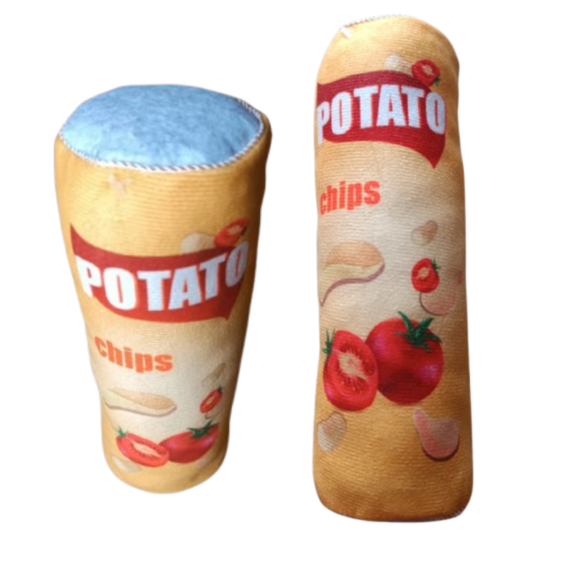Brinquedo Para Cães de Pelúcia Mordedor Pet Batata Pote de chips 21X7cm