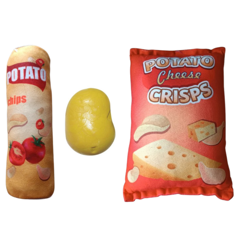 Kit C/ 3 Mordedores P/ Cães Batatas - Pelúcias e Borracha
