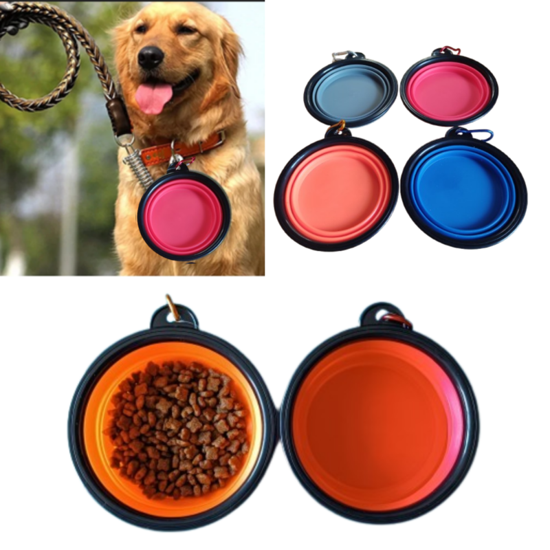 Comedouro e Bebedouro - Pote Retrátil Silicone Para Cães e Gatos 13Cm