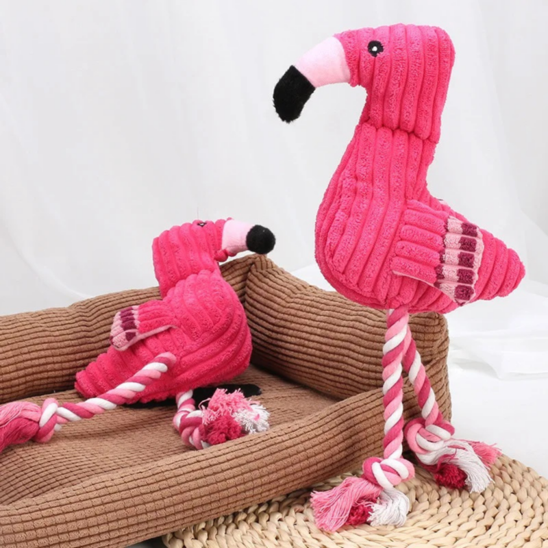 Brinquedo Para Cães de Pelúcia Resistente Flamingo C/ Som 33Cm