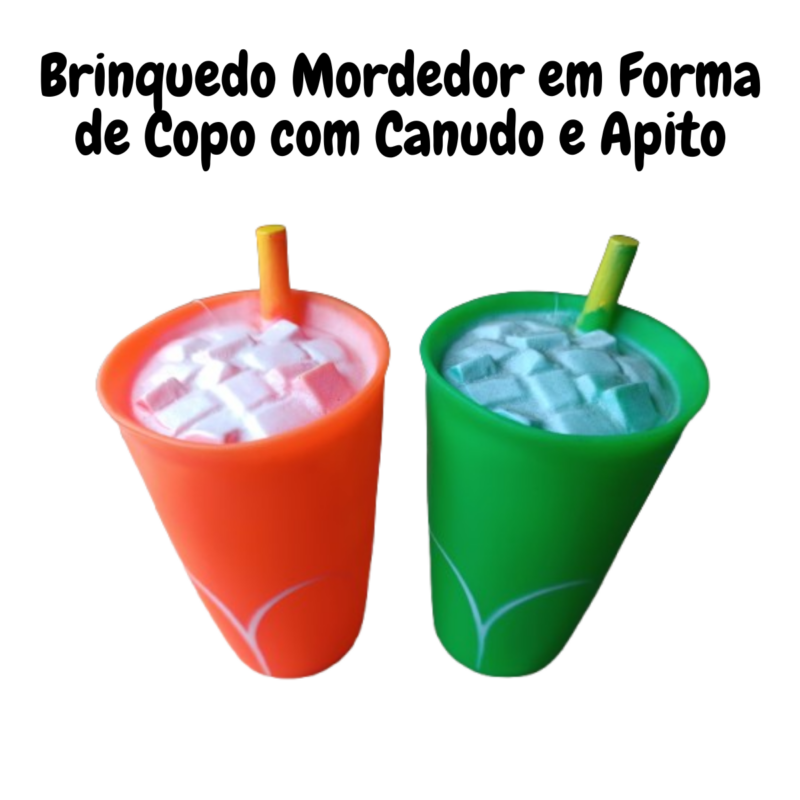 Brinquedo Mordedor Para Cães e Gatos - Copo Canudo BorrachaBola Cravo Com Guizo 11 Cm