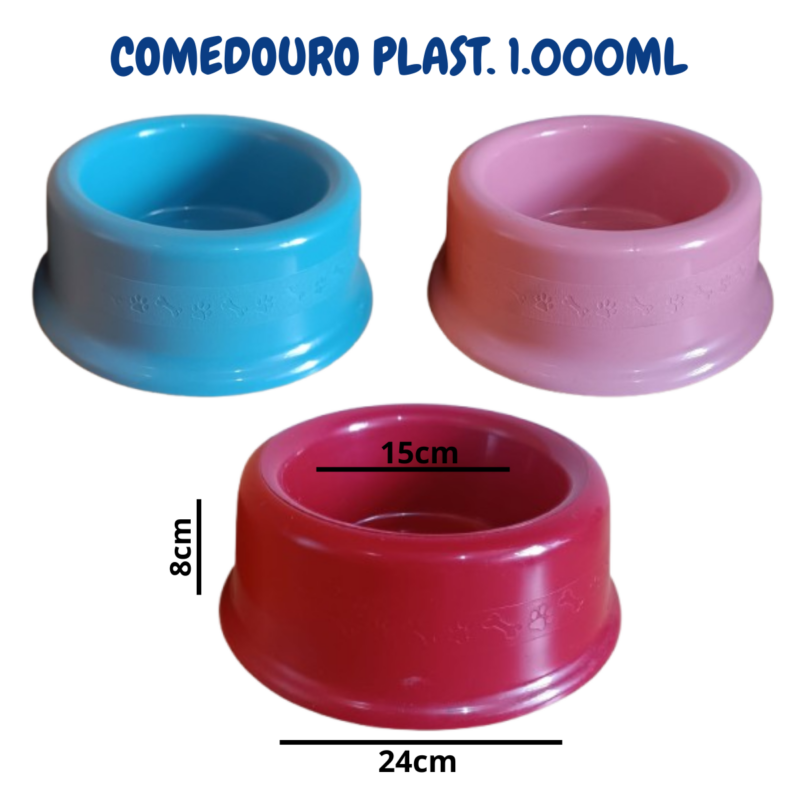 Comedouro e Bebedouro Plástico para Cães Furacão Pet 1000ml