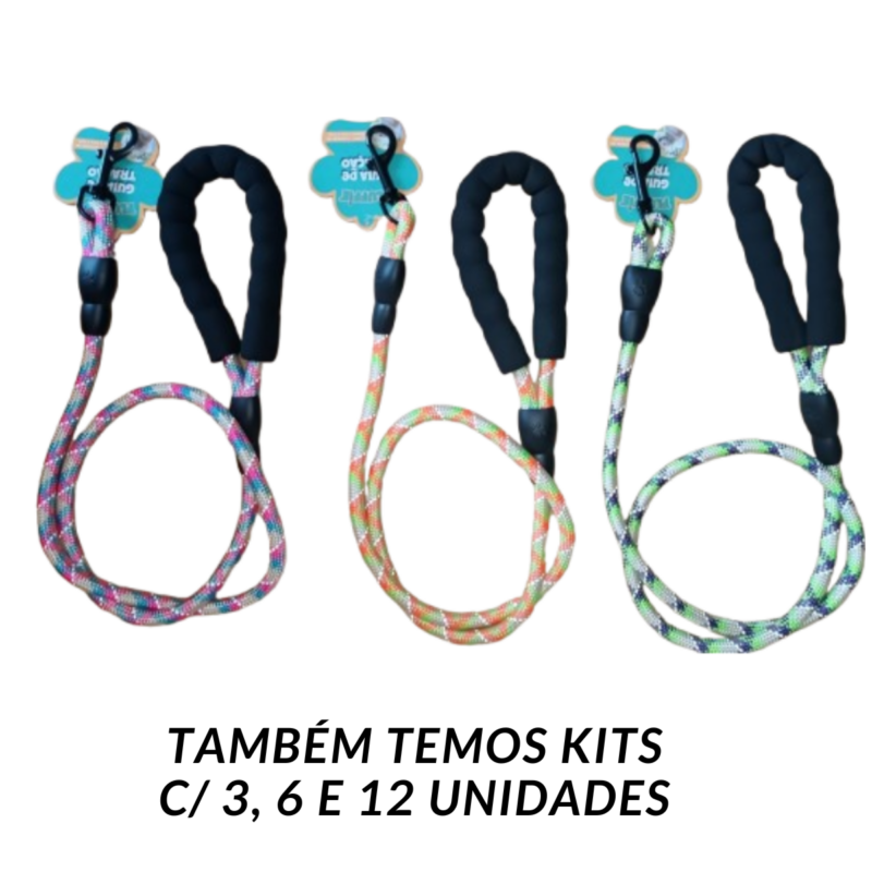 Guia Tração P/ Cães de Nylon Reforçado 120cmx1,2cm C/Punho Emborrachado