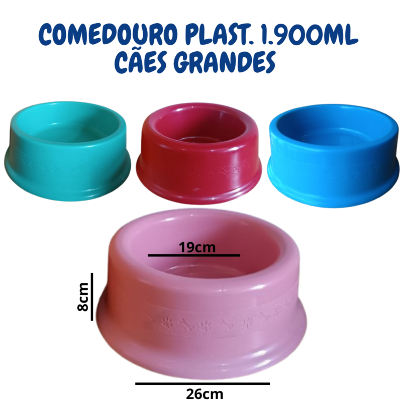 COMEDOURO PLASTICO FURACÃO PET 1900ML PARA CÃES GRANDES