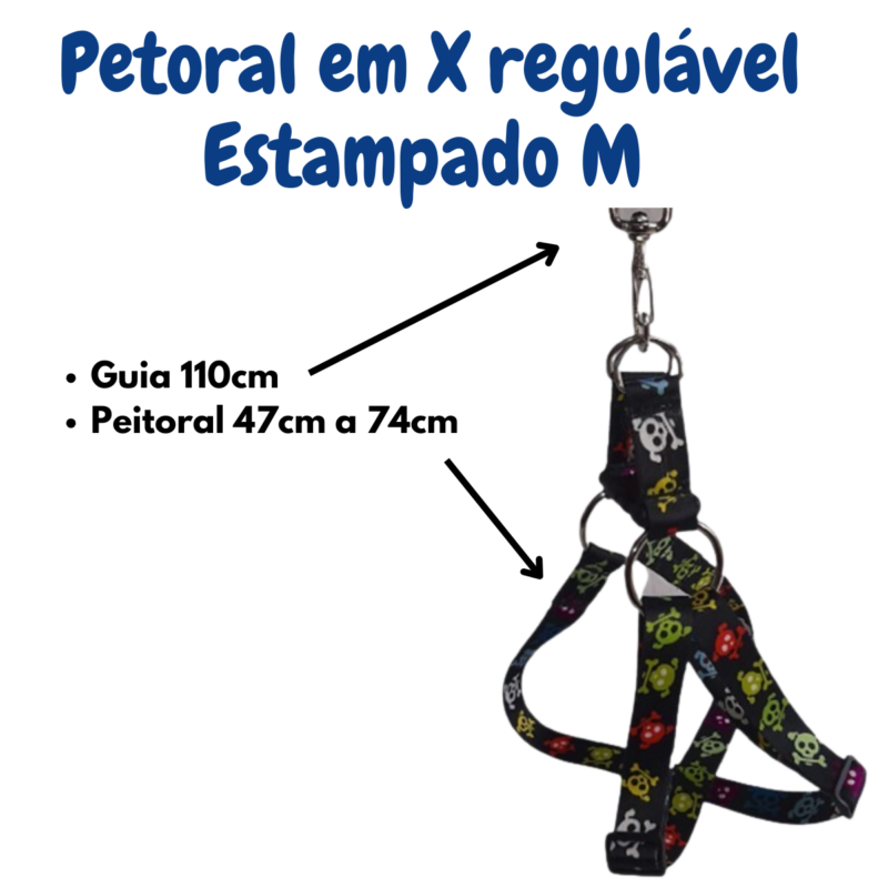Peitoral em X e Guia para Condução Estampado M