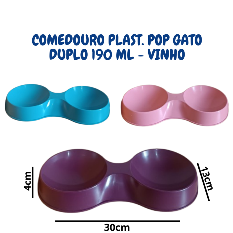 Comedouro e Bebedouro Plástico para Gato Duplo Furacão Pet 190ml Vermelho