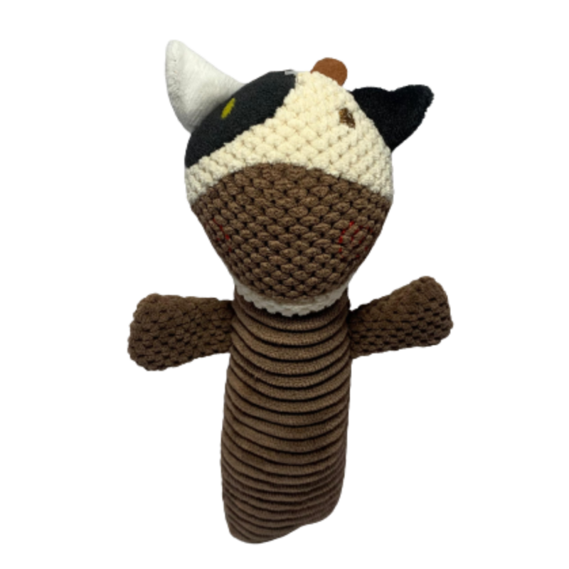 Brinquedo Para Cães de Pelúcia Resistente Vaca Com Som 19Cm