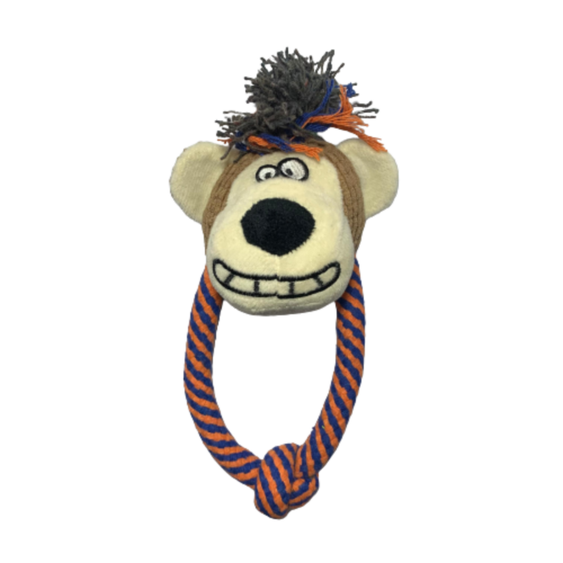 Brinquedo Para Cães de Pelúcia Reforçada Urso com Corda Com Som 20Cm