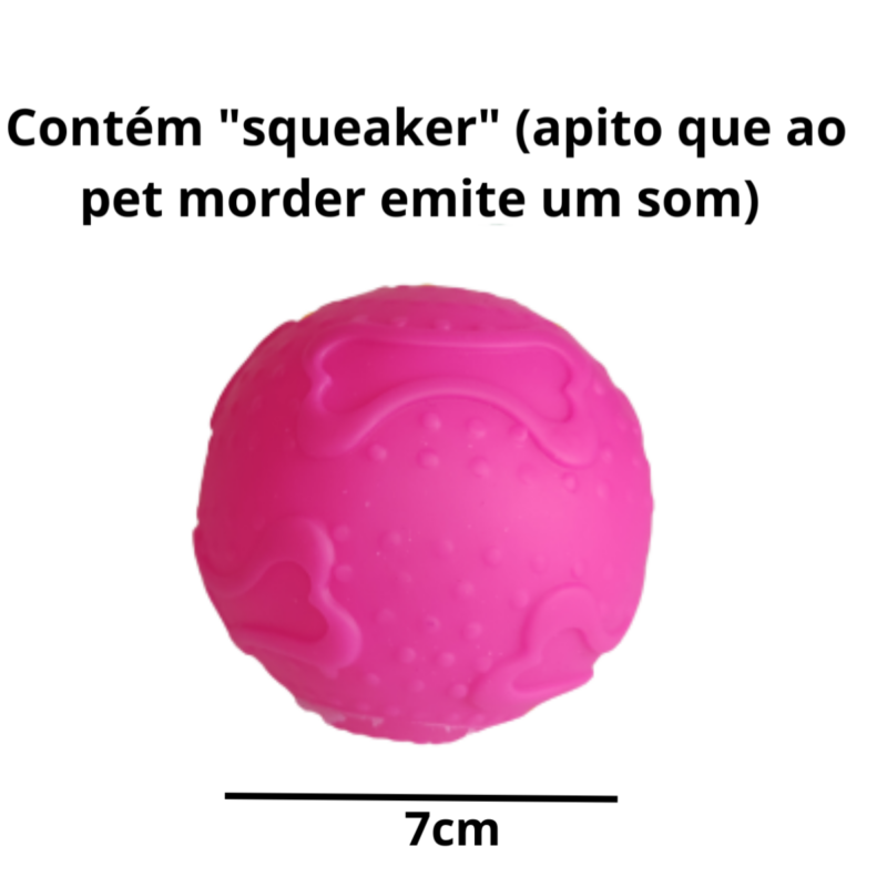 Brinquedo Mordedor Para Cães e Gatos - Bola Ossão Com Guizo 7 Cm