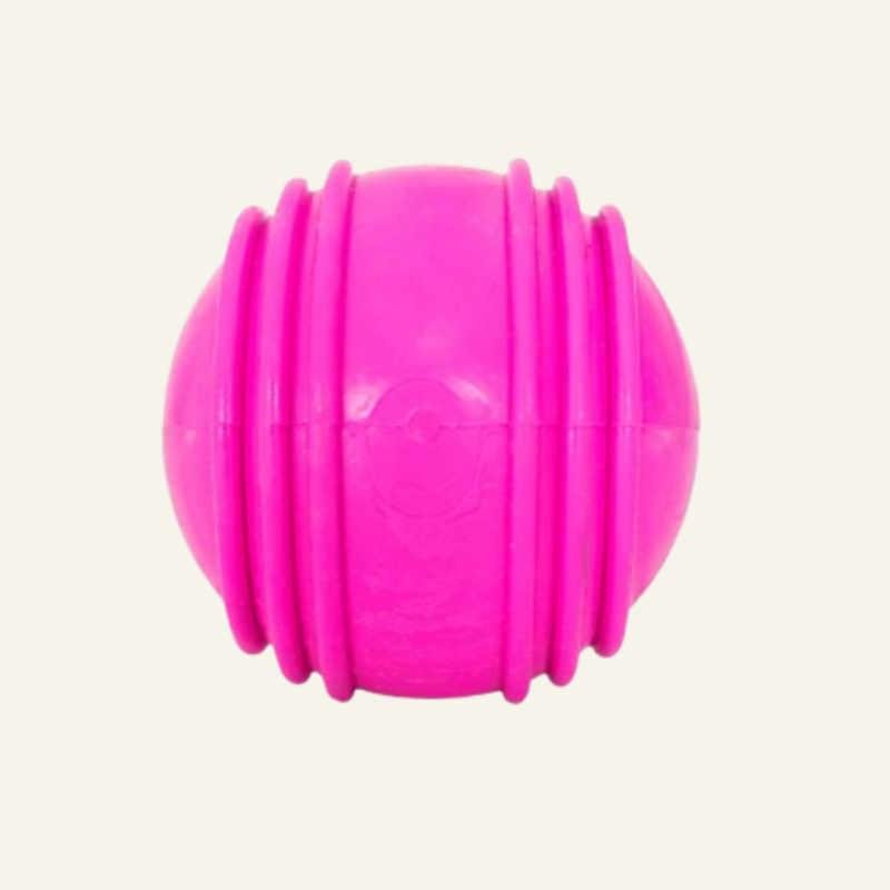 Brinquedo Mordedor P/ Cães Reforçado - Bola Maciça com Friso 85mm Rosa