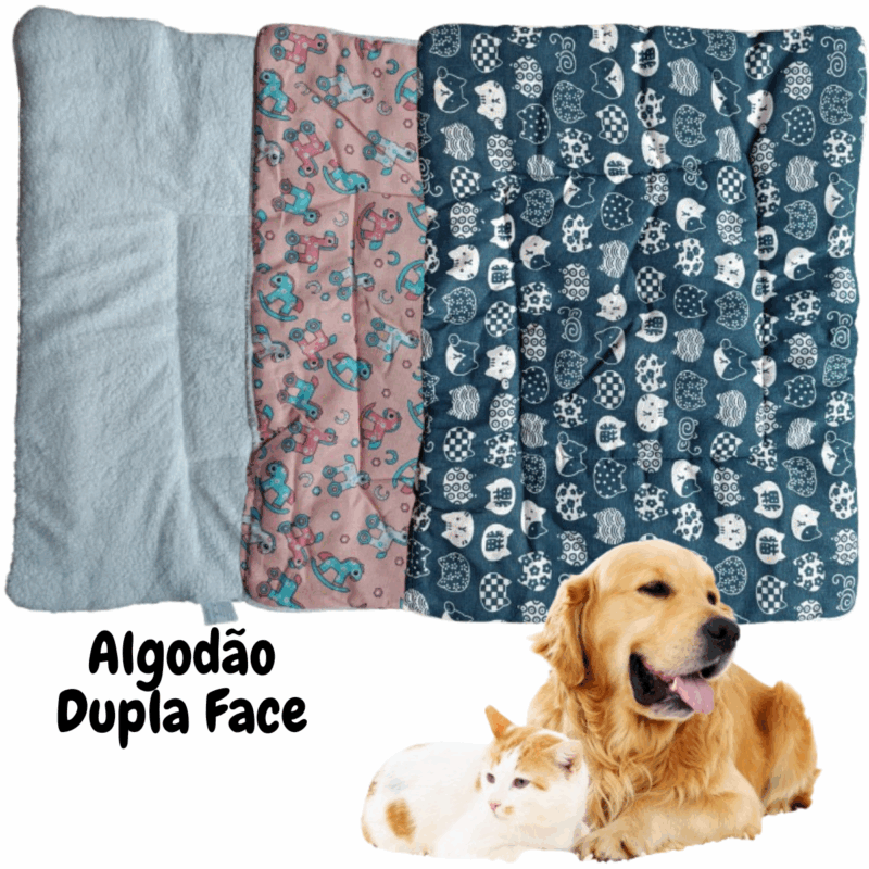 Cama Colchonete Para Cães e Gatos Estampada Em Algodão 70 X 55X 2Cm