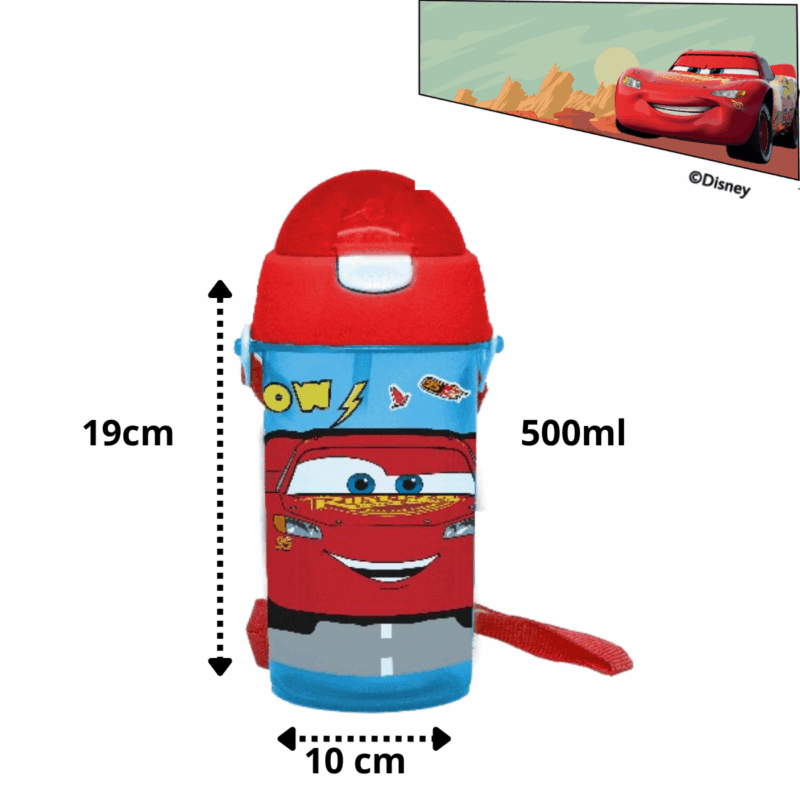 Garrafa Com Canudo Disney Carros 500ml