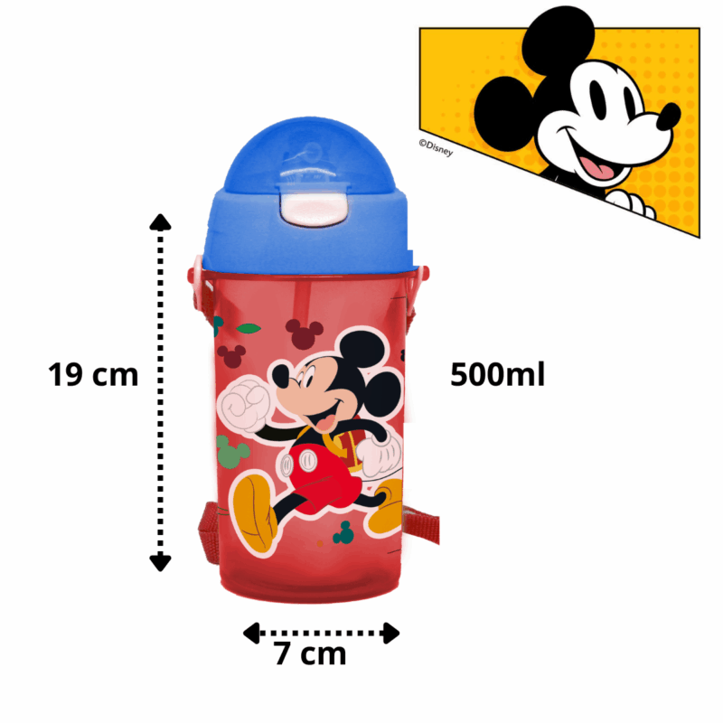 Garrafa Com Canudo Disney Mickey Mouse 500ml