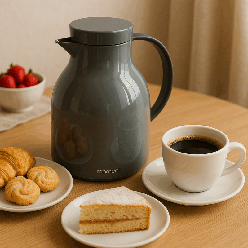 Garrafa Térmica Café e Chá Cinza Plástico PP, vidro e Silicone 1 Litro Moment