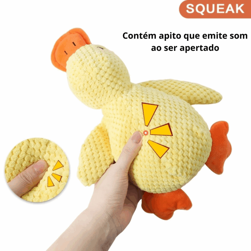 Brinquedo Pelúcia Reforçada Pato Para Cães Tam. M 31 X 27Cm