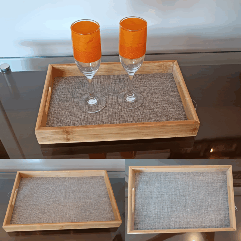 Bandeja Multiuso Retangular de Bambu e MDF - P - 33 X 21 X 4,5Cm Moment