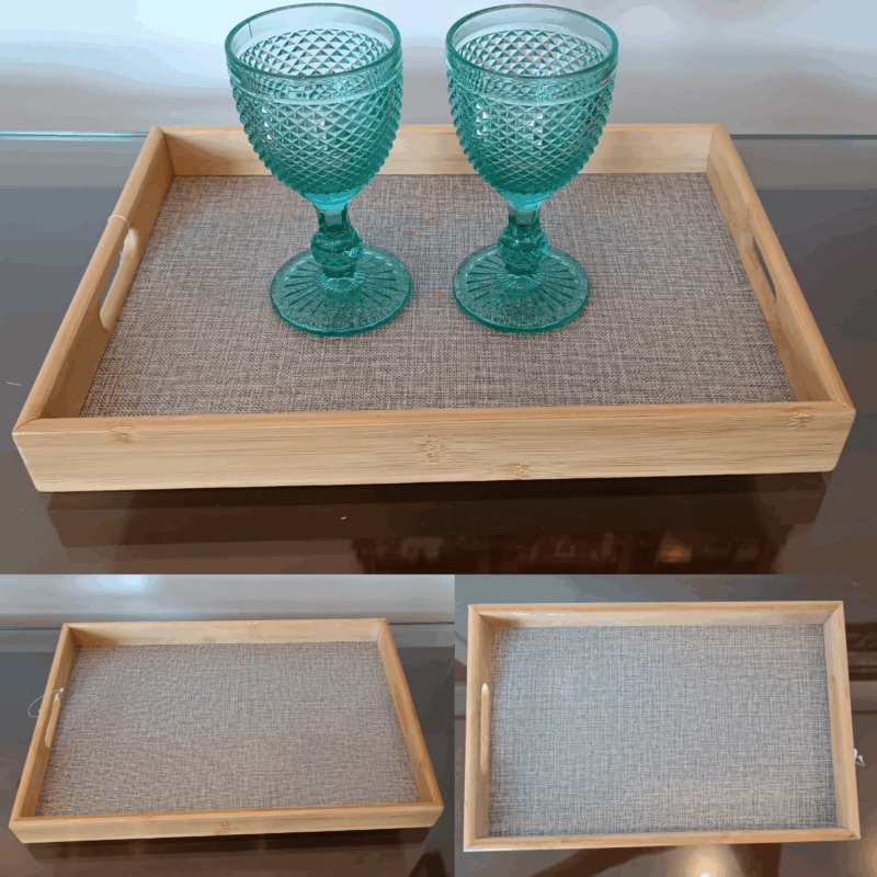 Bandeja Multiuso Retangular de Bambu e MDF M 40 X 28 X 4,5Cm Moment