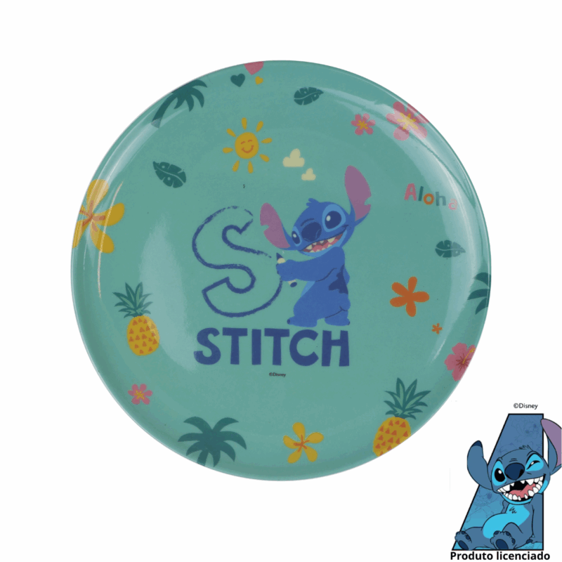 Prato Raso de Melamine Disney Stitch 21cm  – Produto Oficial