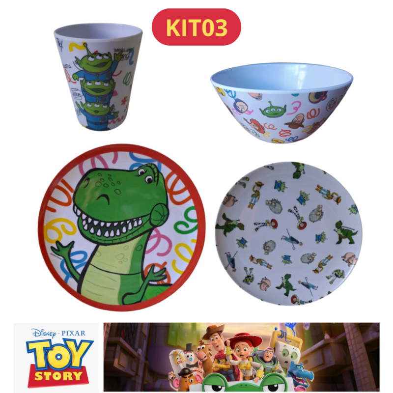 Jogo Infantil de Refeição Melamine Disney Pixar Toy Story  KIT03 - Produto Licenciado