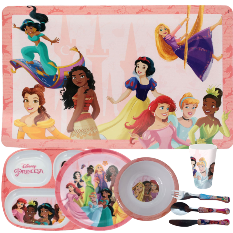 Jogo Infantil de Refeição PR Disney 8 Peças - Princesas