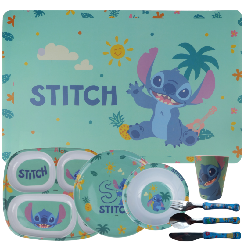 Jogo Infantil de Refeição PR Disney 8 Peças -Stitch