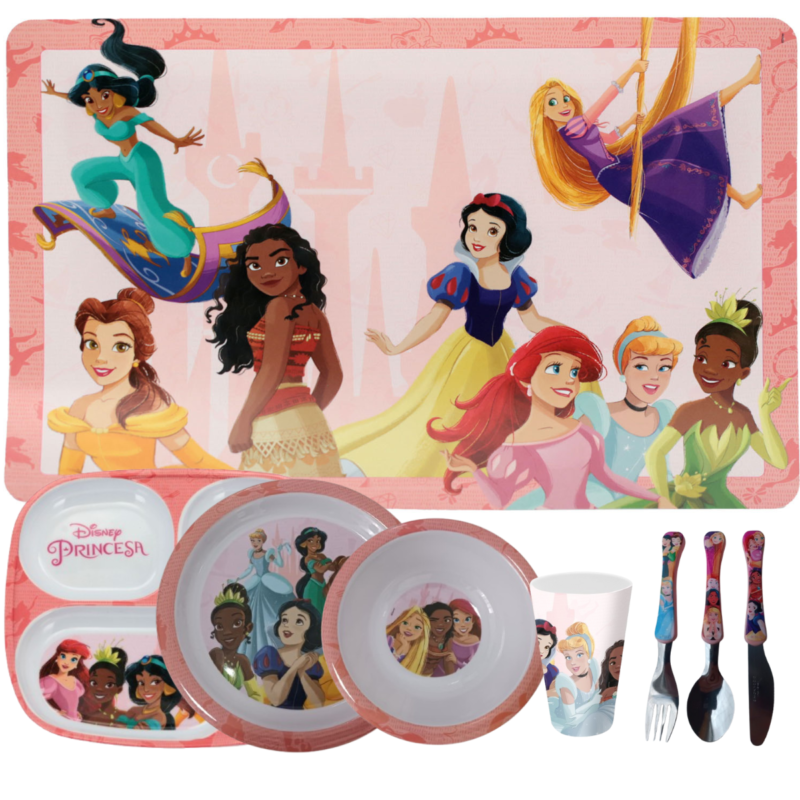 Jogo Infantil de Refeição Disney 8 Peças - Princesas