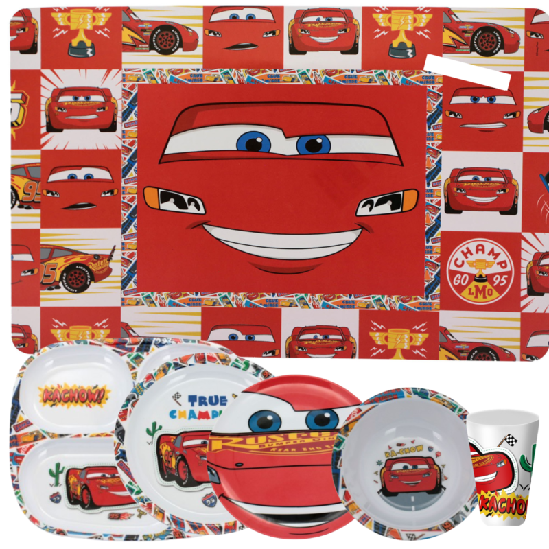 Kit 6 Peças Jogo Infantil de Refeição Pratos Melamine Disney- Carros
