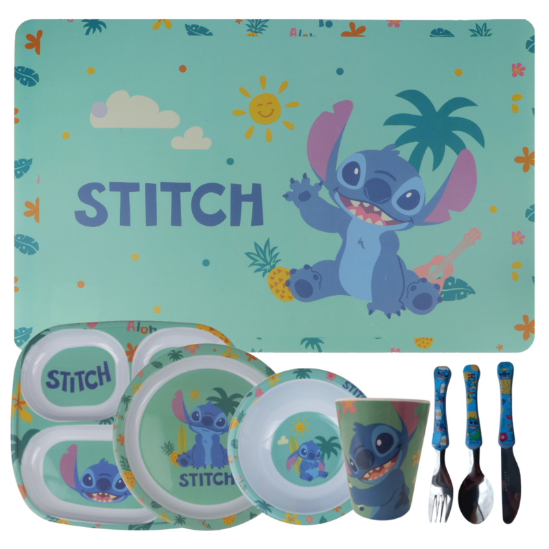 Jogo Infantil de Refeição Disney 8 Peças -Stitch